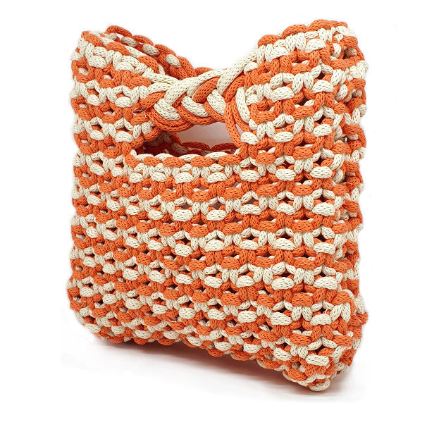 Pochette Macrame Arancio/Panna - Le Troisième Songe