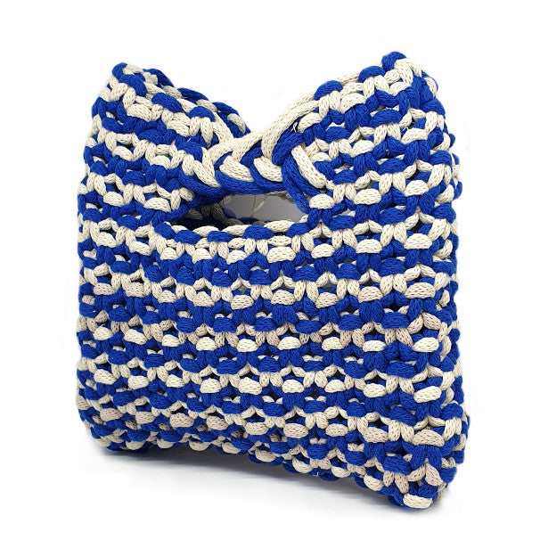 Pochette Macrame Blu/Panna - Le Troisième Songe