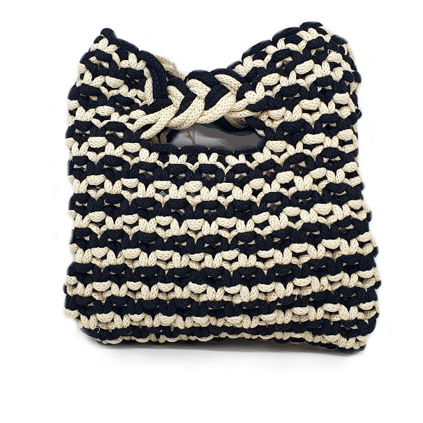 Pochette Macrame Nero/Panna - Le Troisième Songe