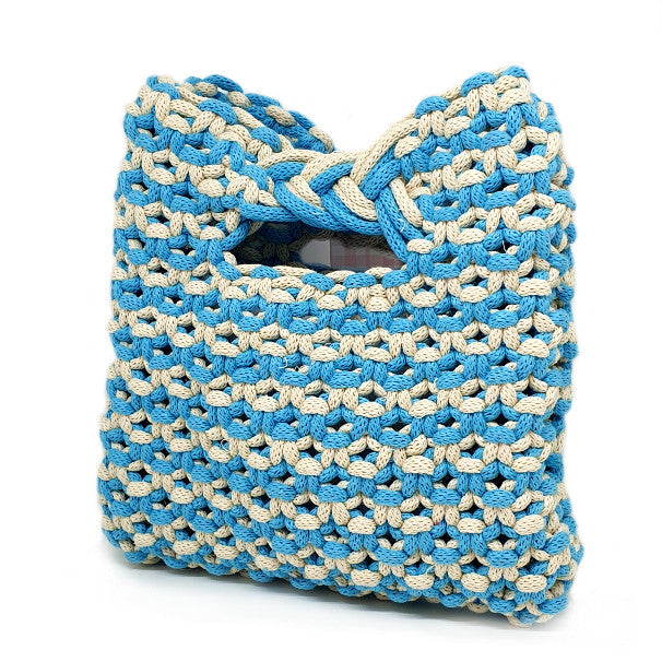 Pochette Macrame Azzurro/Panna - Le Troisième Songe