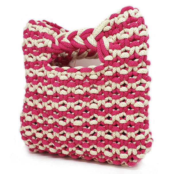 Pochette Macrame Fucsia/Panna - Le Troisième Songe