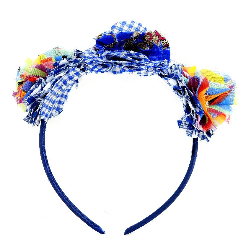 Le Troisieme Songe Cerchietto per capelli blu con fiori in tessuto. Cerchietti. Fatto a mano. Hand made. Accessori per capelli.