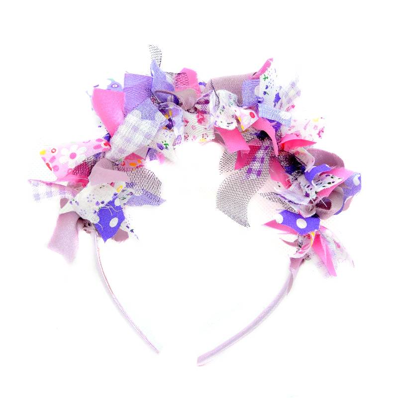 Le Troisieme Songe Cerchietto per capelli lavanda con fiori in tessuto. Cerchietti. Fatto a mano. Hand made. Accessori per capelli.