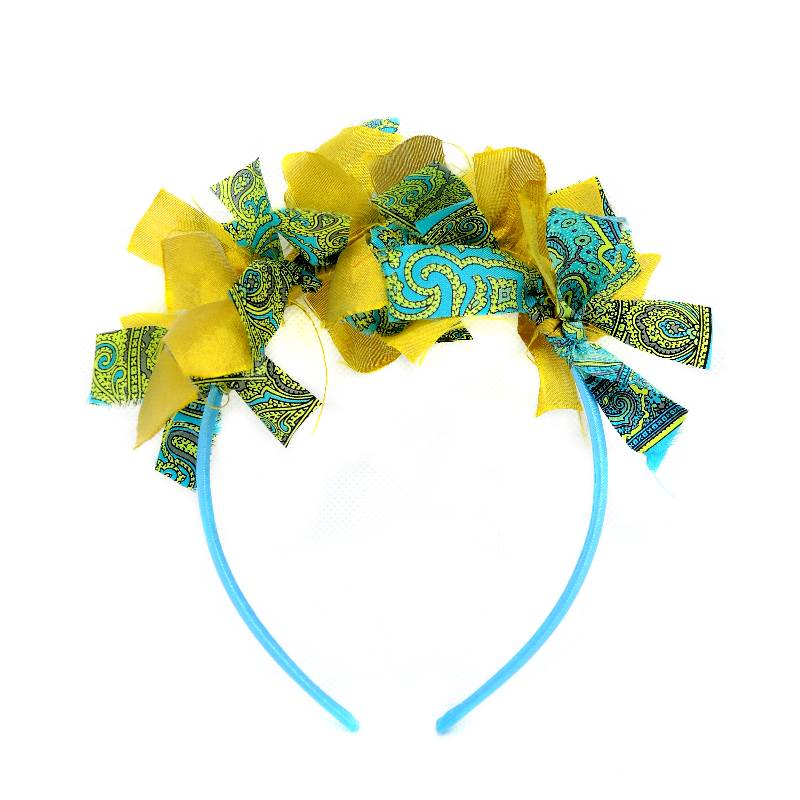 Le Troisieme Songe Cerchietto per capelli turchese con fiori in tessuto. Cerchietti. Fatto a mano. Hand made. Accessori per capelli.