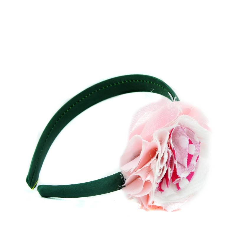 Le Troisieme Songe Cerchietto per capelli verde scuro con fiore in tessuto. Cerchietti. Fatto a mano. Hand made. Accessori per capelli.